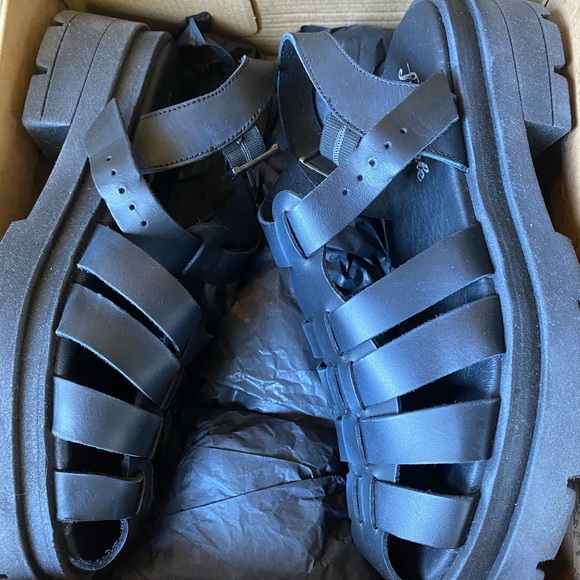 Free People new Delaney Fisherman Platform Sandals. Black Sz 38 - Picture 4 of 11